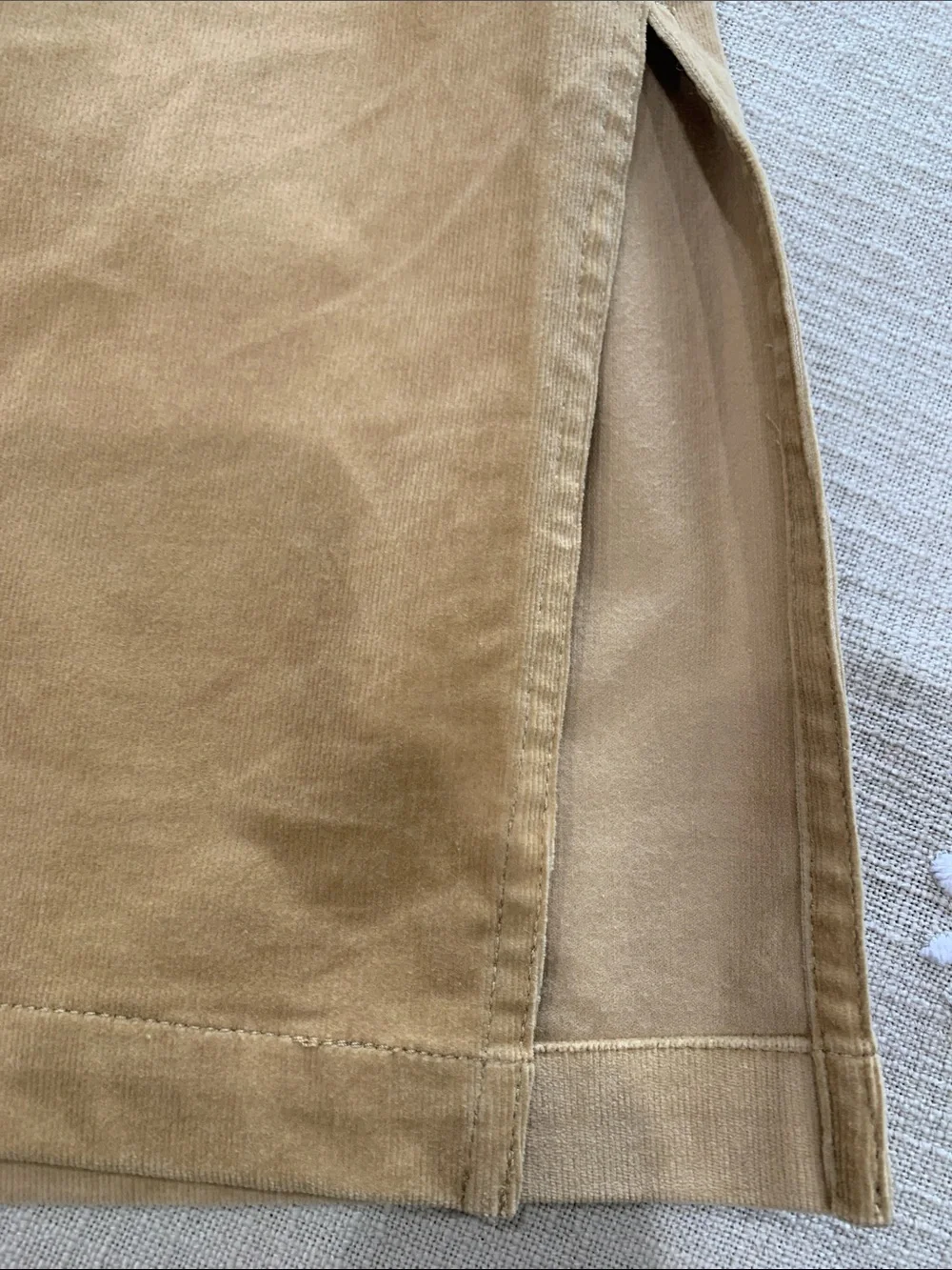J Crew tan corduroy pencil skirt Size12